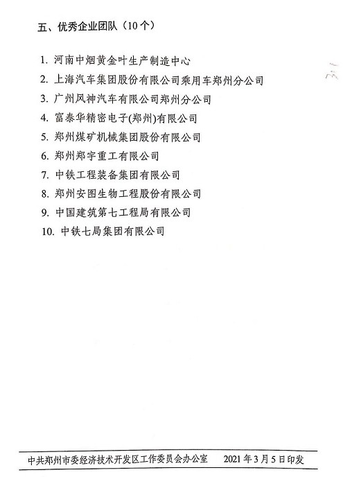 喜报！乐天堂官网重装再获“2020年度郑州市经济开发区优秀企业”等大奖